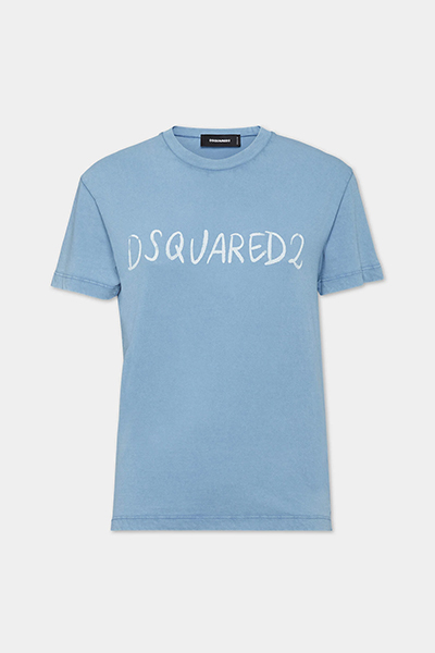 White Fade Just Right Fit Handwritten Logo T-Shirt